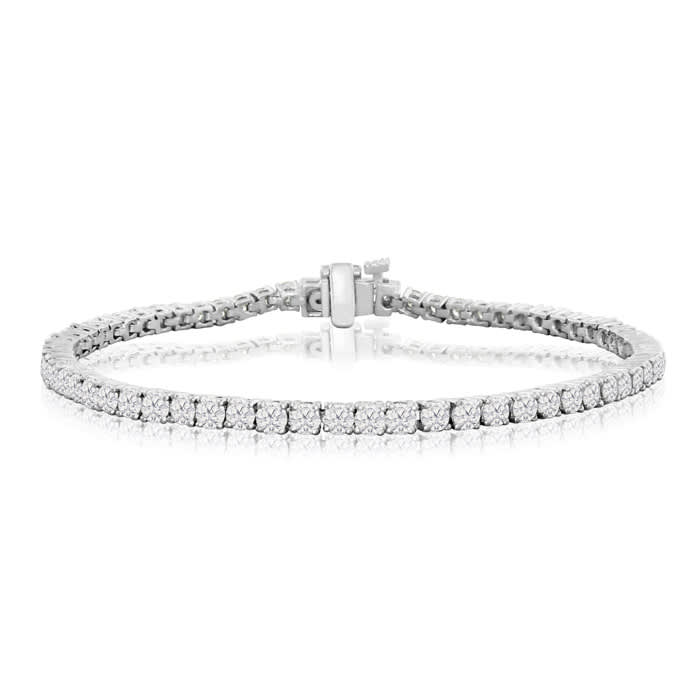 4 Carat Lab Grown Diamond Round Setting Tennis Bracelet in White Gold, 7 Inches