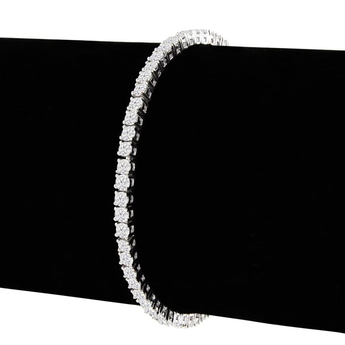 4 Carat Lab Grown Diamond Round Setting Tennis Bracelet in White Gold, 7 Inches