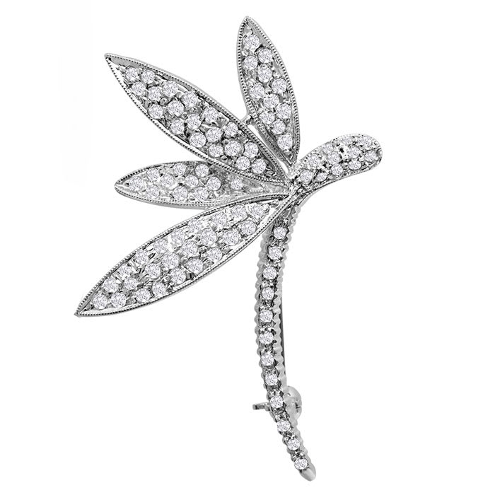 Previously Owned 14K White Gold 1CTW Diamond Dragonfly Brooch/Pendant