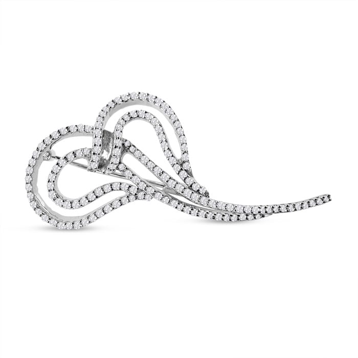 Previously Owned 18K White Gold 1CTW Diamond Swirl Brooch