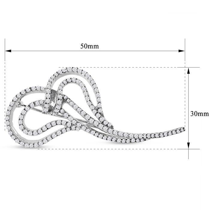 Previously Owned 18K White Gold 1CTW Diamond Swirl Brooch