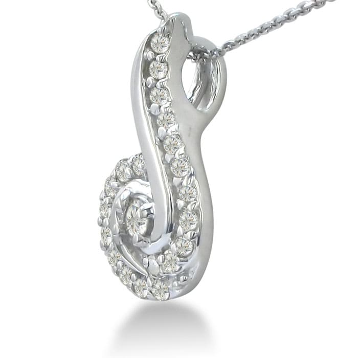 1/4ct Swirling Diamond Pendant in 10k White Gold