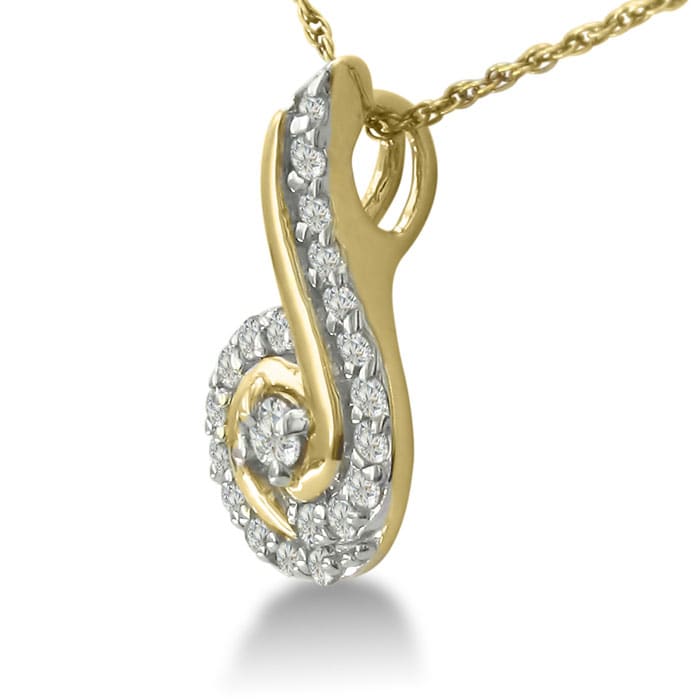 1/4ct Swirling Diamond Pendant in 10k Yellow Gold