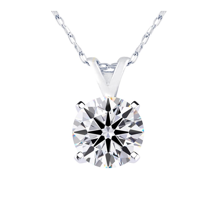 Nearly 1 Carat Round Shape Lab Grown Diamond Solitaire Necklace In 14K White Gold