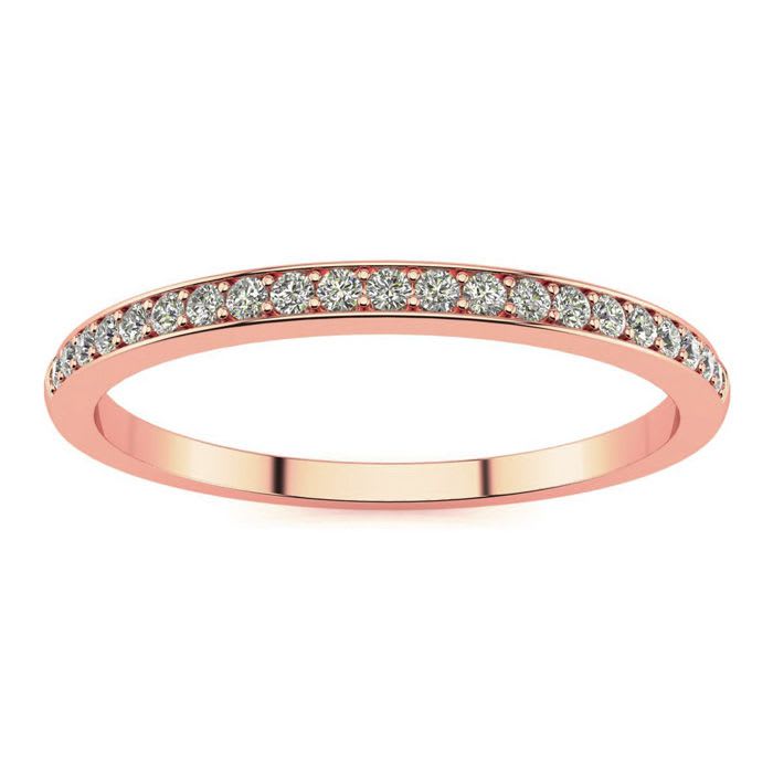 Estate Jewelry 1/10 Carat Micropave Moissanite Band In 14 Karat Rose Gold, Size 7
