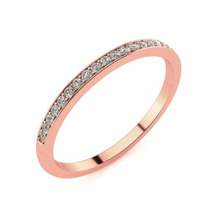 Estate Jewelry 1/10 Carat Micropave Moissanite Band In 14 Karat Rose Gold, Size 7