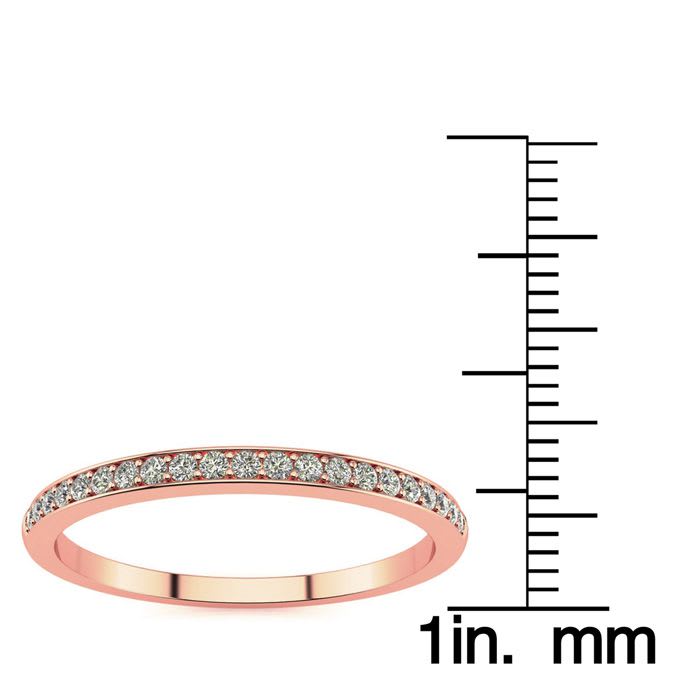 Estate Jewelry 1/10 Carat Micropave Moissanite Band In 14 Karat Rose Gold, Size 7