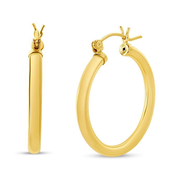 Yellow Gold Classic Hoop Earrings, 28MM