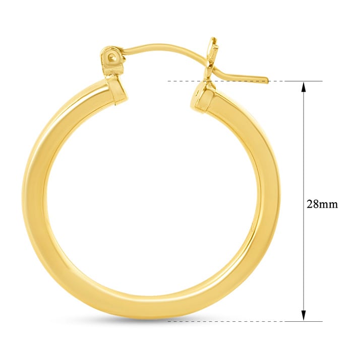 Yellow Gold Classic Hoop Earrings, 28MM