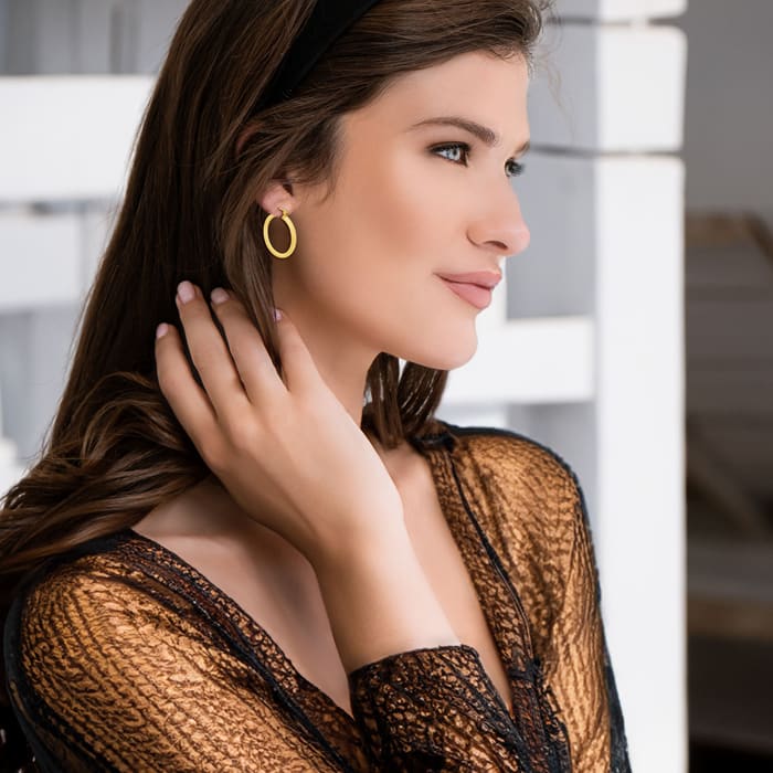 Yellow Gold Classic Hoop Earrings, 28MM