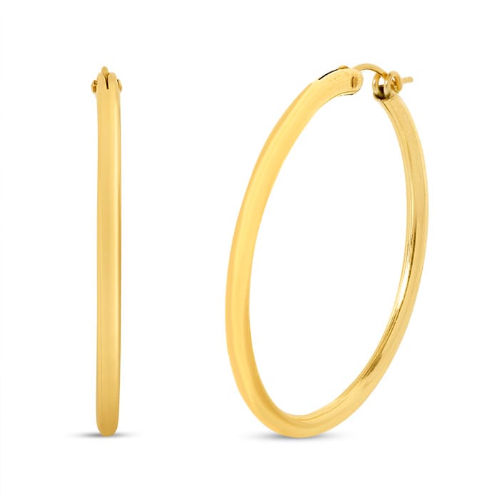 Yellow Gold Classic Hoop Earrings, 41MM