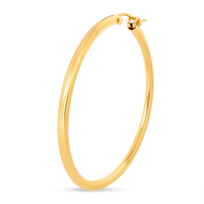 Yellow Gold Classic Hoop Earrings, 41MM