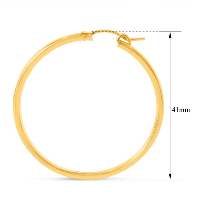Yellow Gold Classic Hoop Earrings, 41MM