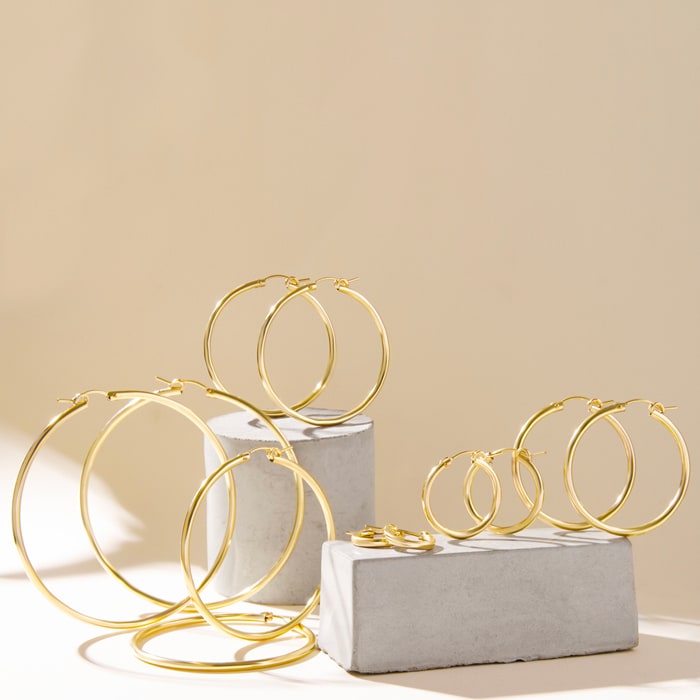 Yellow Gold Classic Hoop Earrings, 41MM