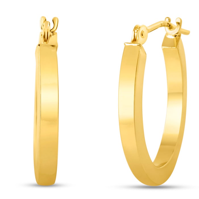 14 Karat Yellow Gold Classic Hoop Earrings, 17.5x12MM
