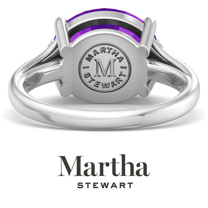 Martha Stewart 4 1/2 Carat Oval Shape Amethyst and Lab Grown Diamond Ring In Sterling Silver
