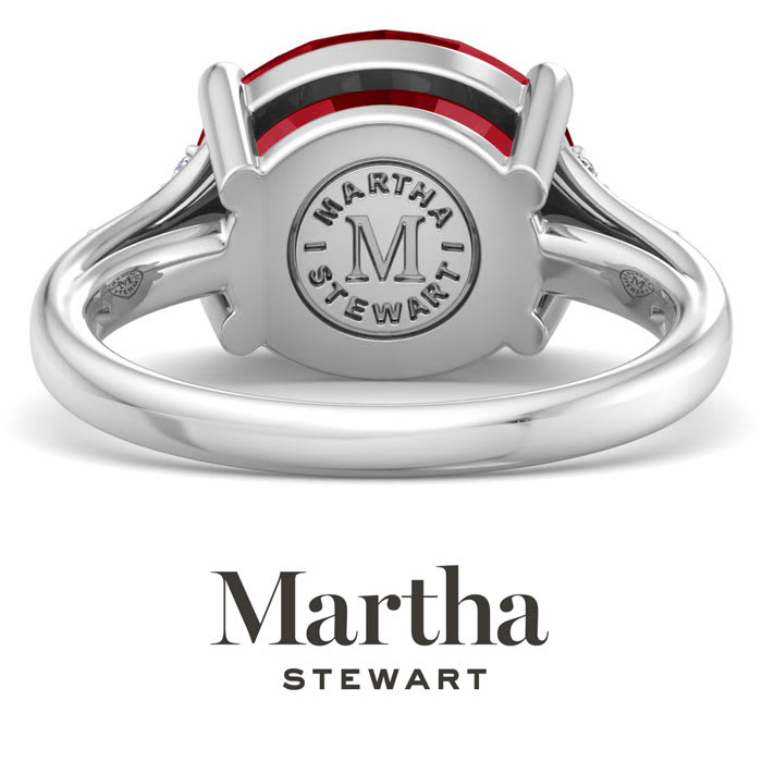 Martha Stewart 4 1/2 Carat Oval Shape Ruby and Lab Grown Diamond Ring In Sterling Silver