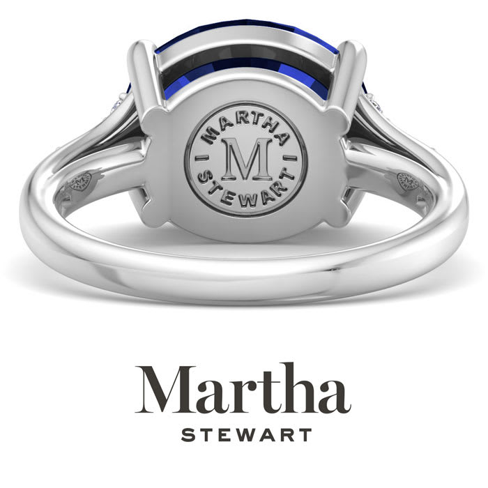 Martha Stewart 4 1/2 Carat Oval Shape Sapphire and Lab Grown Diamond Ring In Sterling Silver