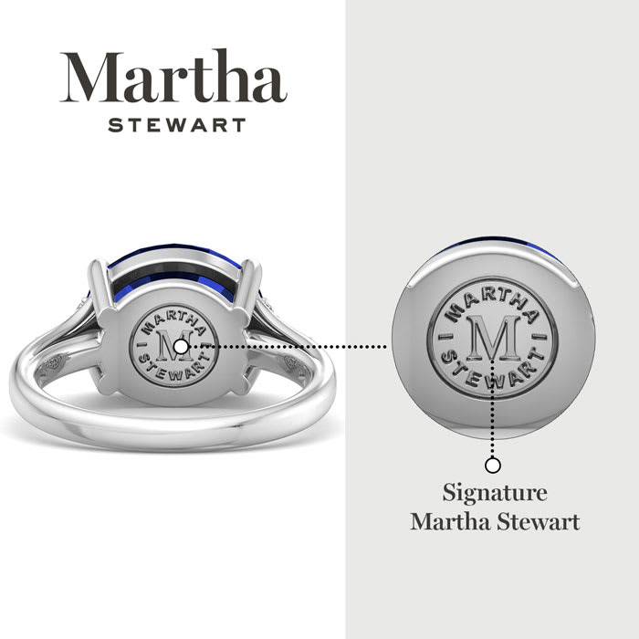 Martha Stewart 4 1/2 Carat Oval Shape Sapphire and Lab Grown Diamond Ring In Sterling Silver