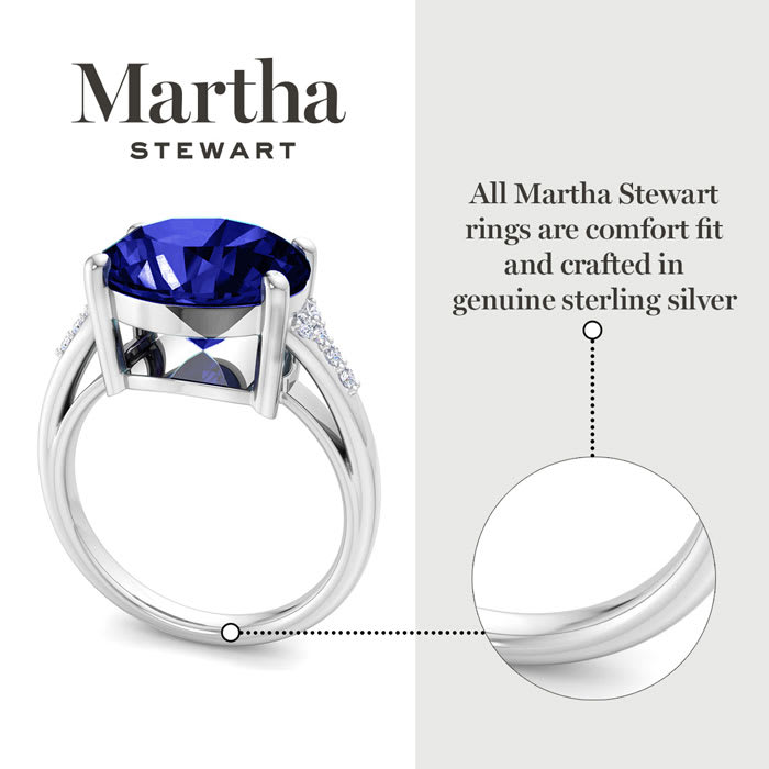 Martha Stewart 4 1/2 Carat Oval Shape Sapphire and Lab Grown Diamond Ring In Sterling Silver
