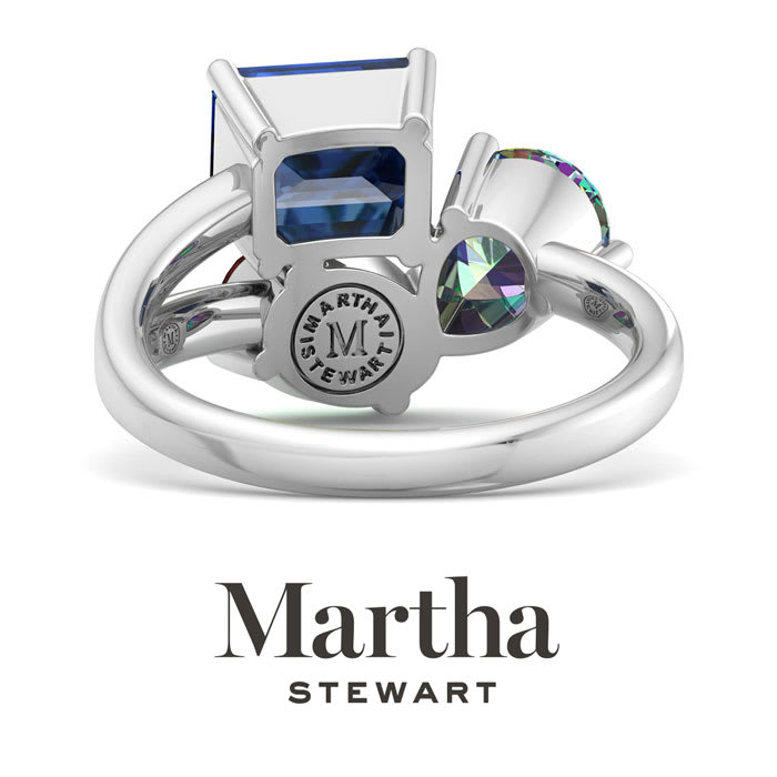 Martha Stewart 3 3/4 Carat Garnet, Mystic Quartz and Sapphire Three Stone Cluster Ring In Sterling Silver