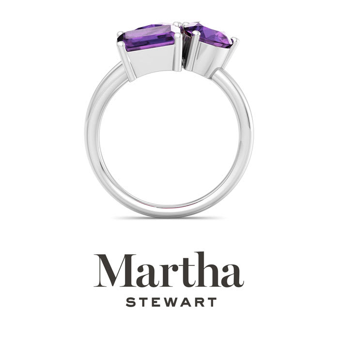 Martha Stewart 3 3/4 Carat Amethyst Three Stone Cluster Ring In Sterling Silver