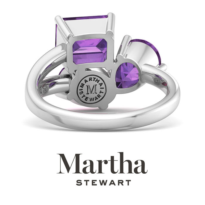 Martha Stewart 3 3/4 Carat Amethyst Three Stone Cluster Ring In Sterling Silver