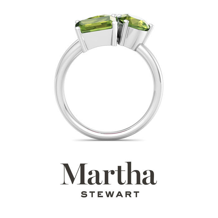 Martha Stewart 3 3/4 Carat Peridot Three Stone Cluster Ring In Sterling Silver