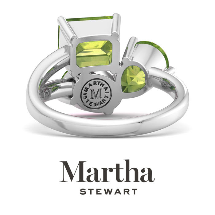 Martha Stewart 3 3/4 Carat Peridot Three Stone Cluster Ring In Sterling Silver