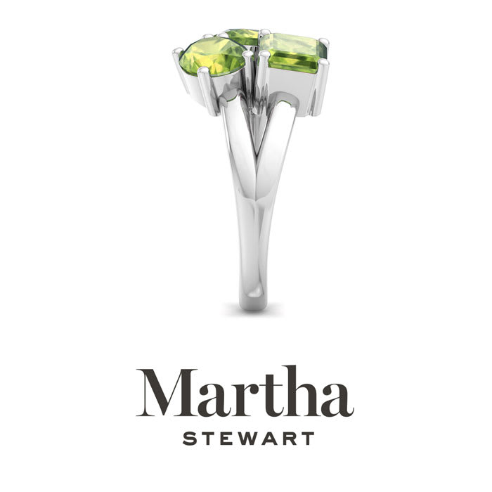 Martha Stewart 3 3/4 Carat Peridot Three Stone Cluster Ring In Sterling Silver