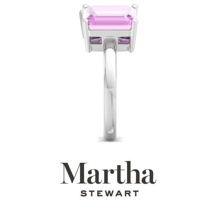 Martha Stewart 4 3/4 Carat Pink Sapphire and Amethyst Two Stone Ring In Sterling Silver