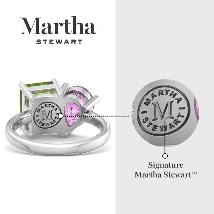 Martha Stewart 4 3/4 Carat Peridot and Pink Sapphire Two Stone Ring In Sterling Silver