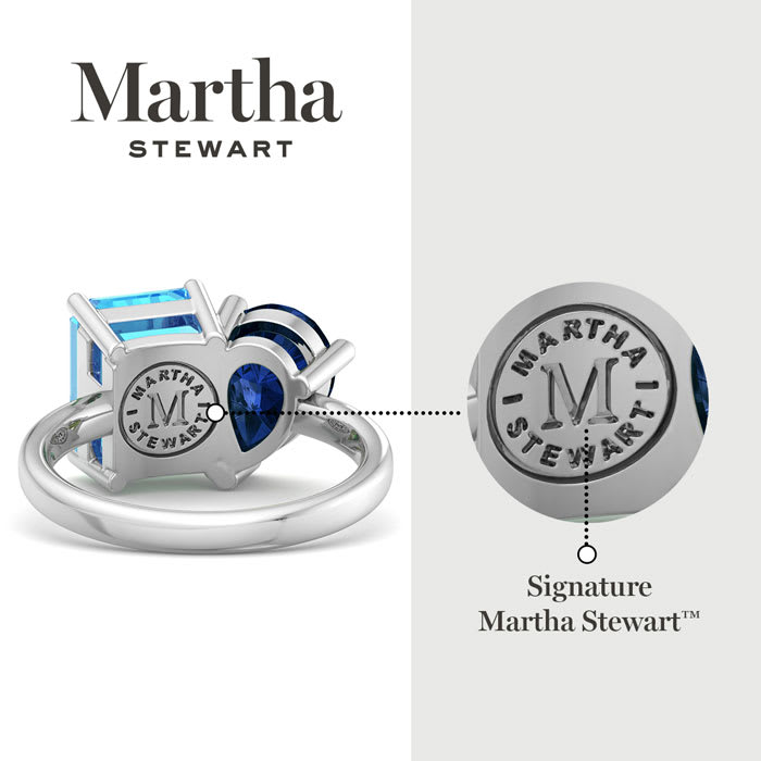 Martha Stewart 4 3/4 Carat Blue Topaz and Sapphire Two Stone Ring In Sterling Silver