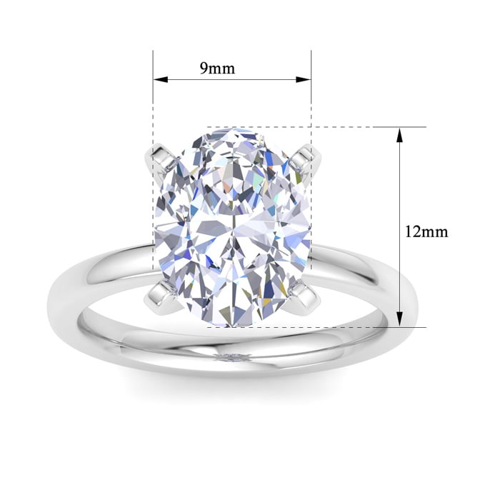 4.01 Carat Oval Shape Lab Grown Diamond Ring In 14K White Gold, Solitaire