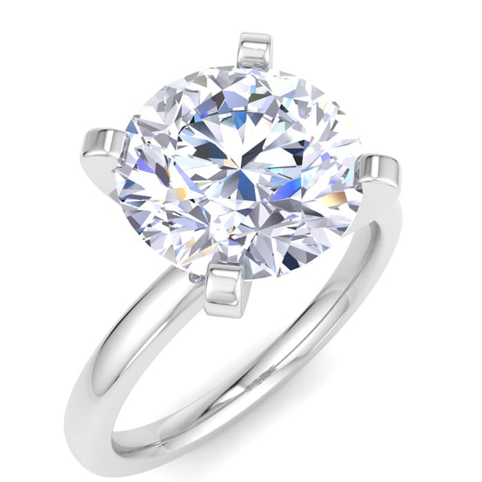 4.18 Carat Round Shape Lab Grown Diamond Ring In 14K White Gold, Solitaire