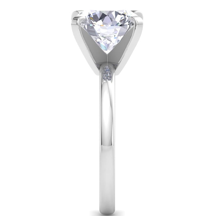 4.18 Carat Round Shape Lab Grown Diamond Ring In 14K White Gold, Solitaire