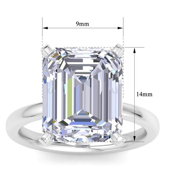 7.05 Carat Emerald Cut Lab Grown Diamond Ring In 14K White Gold, Solitaire