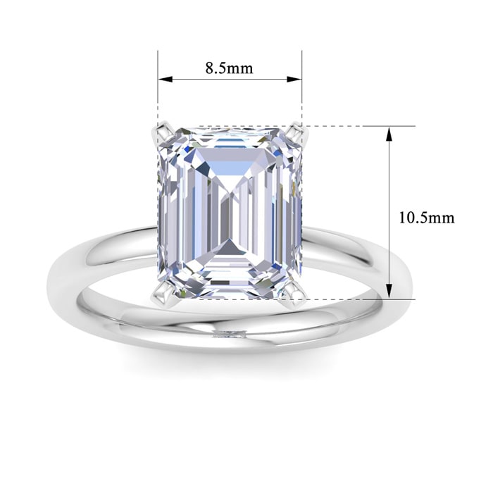4.01 Carat Emerald Cut Lab Grown Diamond Ring In 14K White Gold, Solitaire