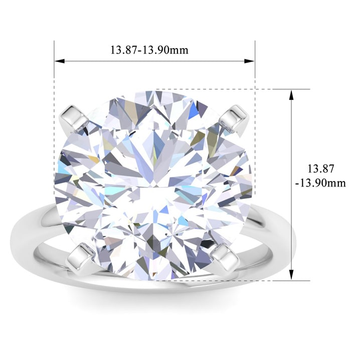 10.03 Carat Round Shape Lab Grown Diamond Ring In 14K White Gold, Solitaire