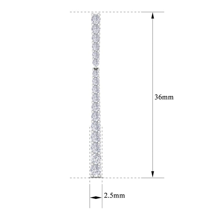 Diamond Drop Earrings: 1 Carat Lab Grown Diamond Bar Earrings In 14 Karat White Gold, 1 1/2 Inches