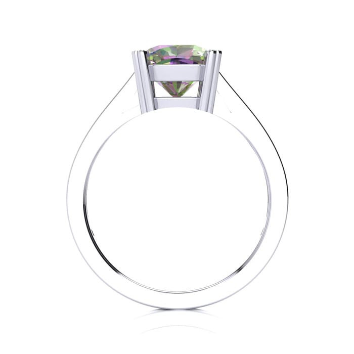 2 Carat Cushion Shape Mystic Topaz With Diamond Prongs in 10 Karat White Gold
