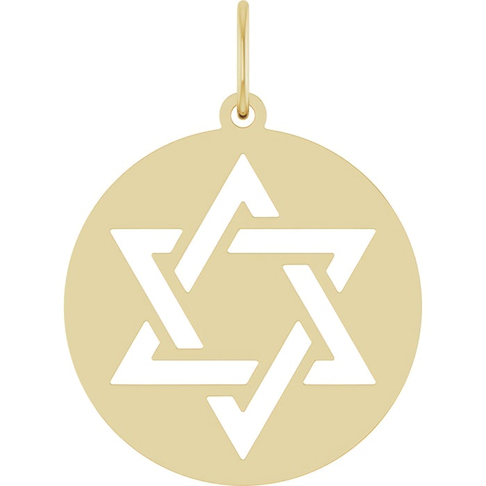14 Karat Yellow Gold Star Of David Necklace, 20x15mm