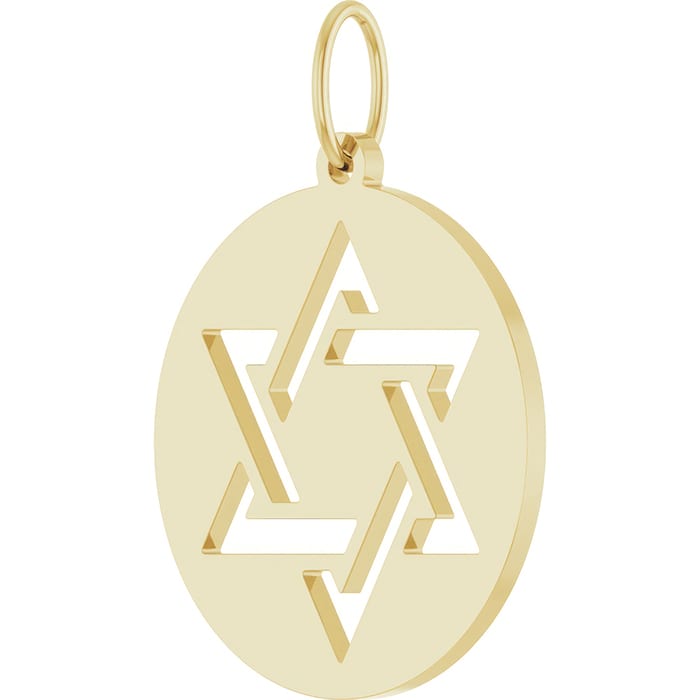 14 Karat Yellow Gold Star Of David Necklace, 20x15mm