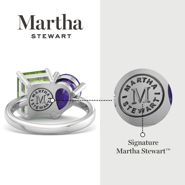 Martha Stewart 4 3/4 Carat Peridot and Amethyst Two Stone Ring In Sterling Silver
