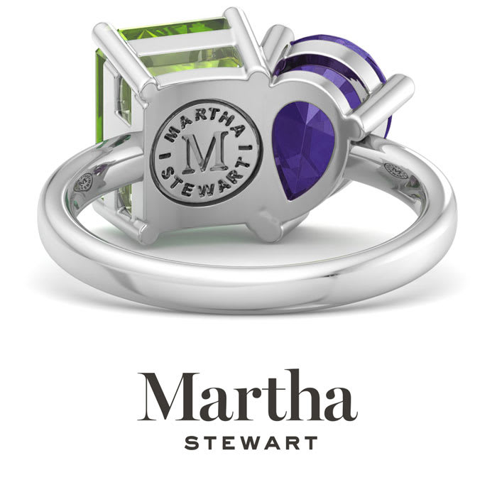 Martha Stewart 4 3/4 Carat Peridot and Amethyst Two Stone Ring In Sterling Silver