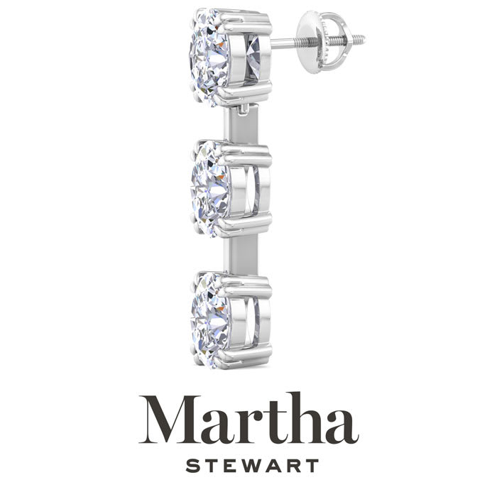 Martha Stewart 5 Carat Oval Shape Lab Grown Diamond Drop Earrings In 14 Karat White Gold