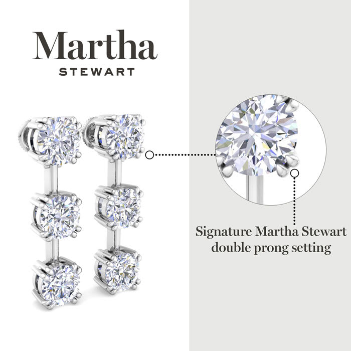 Martha Stewart 5 Carat Round Shape Lab Grown Diamond Drop Earrings In 14 Karat Yellow Gold