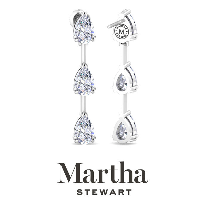Martha Stewart 5 Carat Pear Shape Lab Grown Diamond Drop Earrings In 14 Karat White Gold