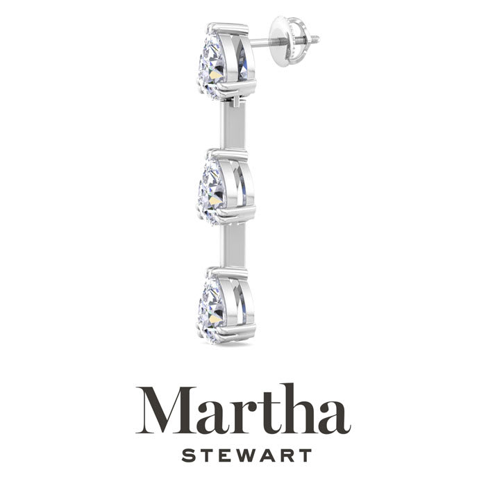 Martha Stewart 5 Carat Pear Shape Lab Grown Diamond Drop Earrings In 14 Karat White Gold