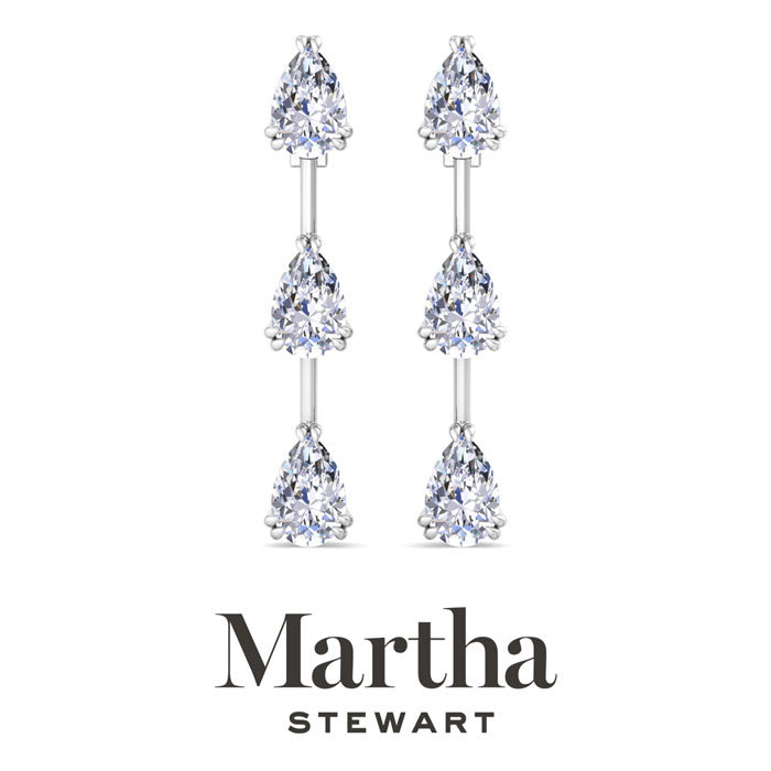 Martha Stewart 5 Carat Pear Shape Lab Grown Diamond Drop Earrings In 14 Karat White Gold